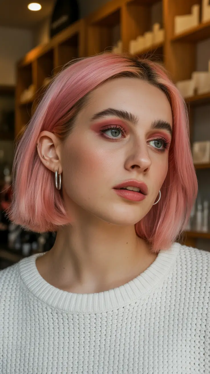 May Hair Color Ideas 2026 Soft Dusty Rose Bob — Trendy Playful Reset for Spring