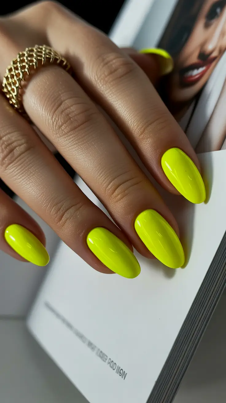 May Nails Ideas 2026 Electric Lime Almond Energy