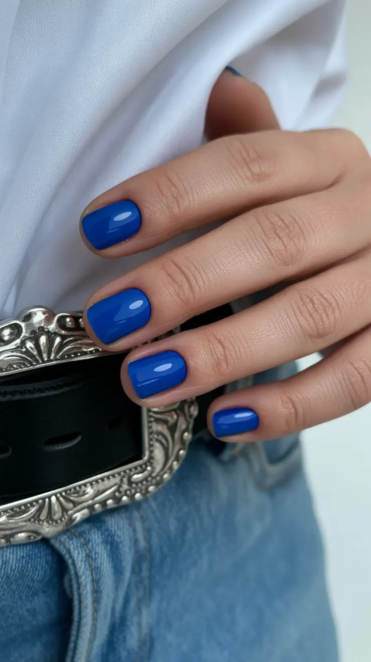 May Nails Ideas 2026 Royal Blue Short Statement