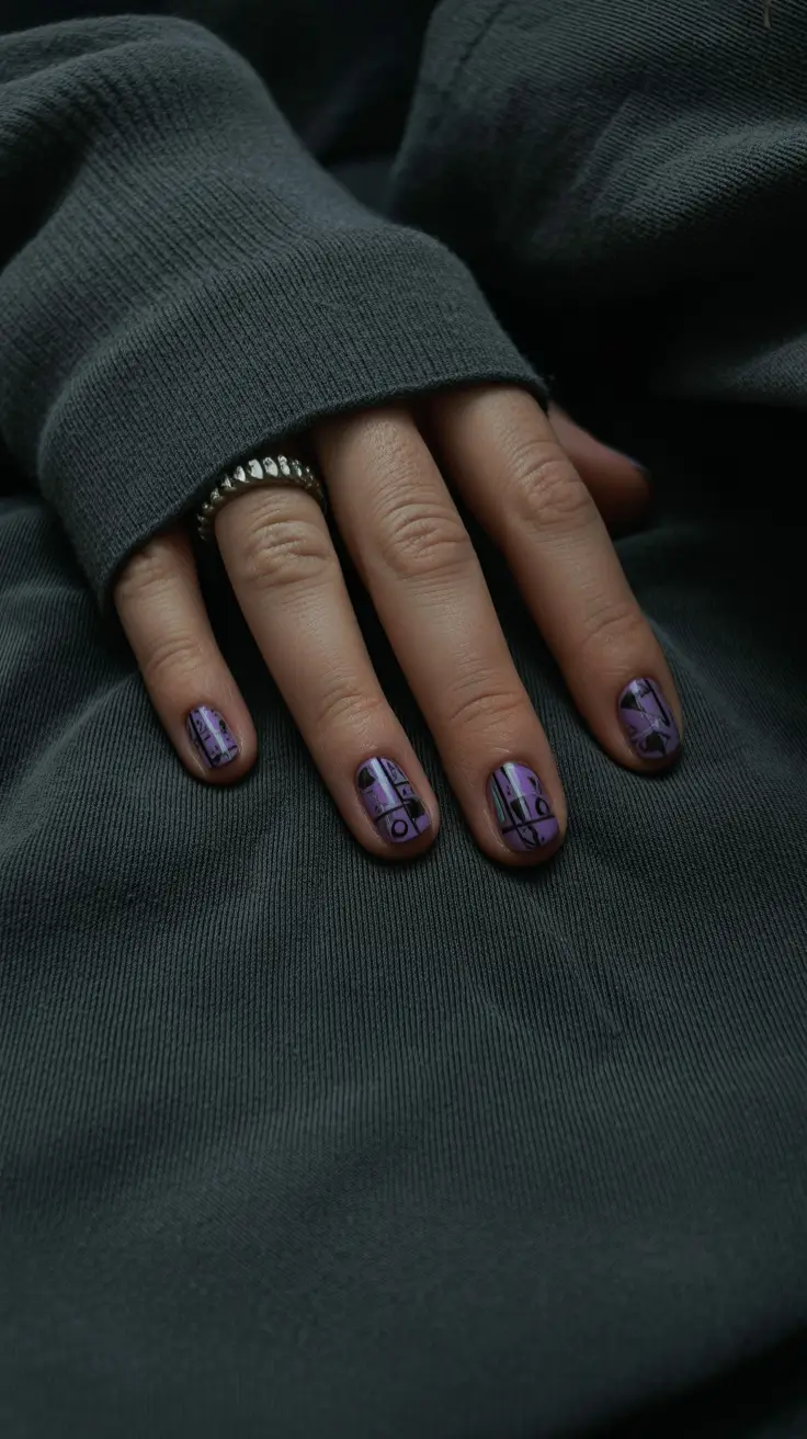May Nails Ideas 2026 Lavender Graphic Playful Geometry