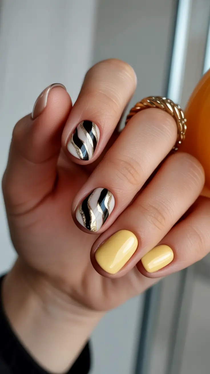 May Nails Ideas 2026 Butter Yellow Meets Graphic Marble Chic
