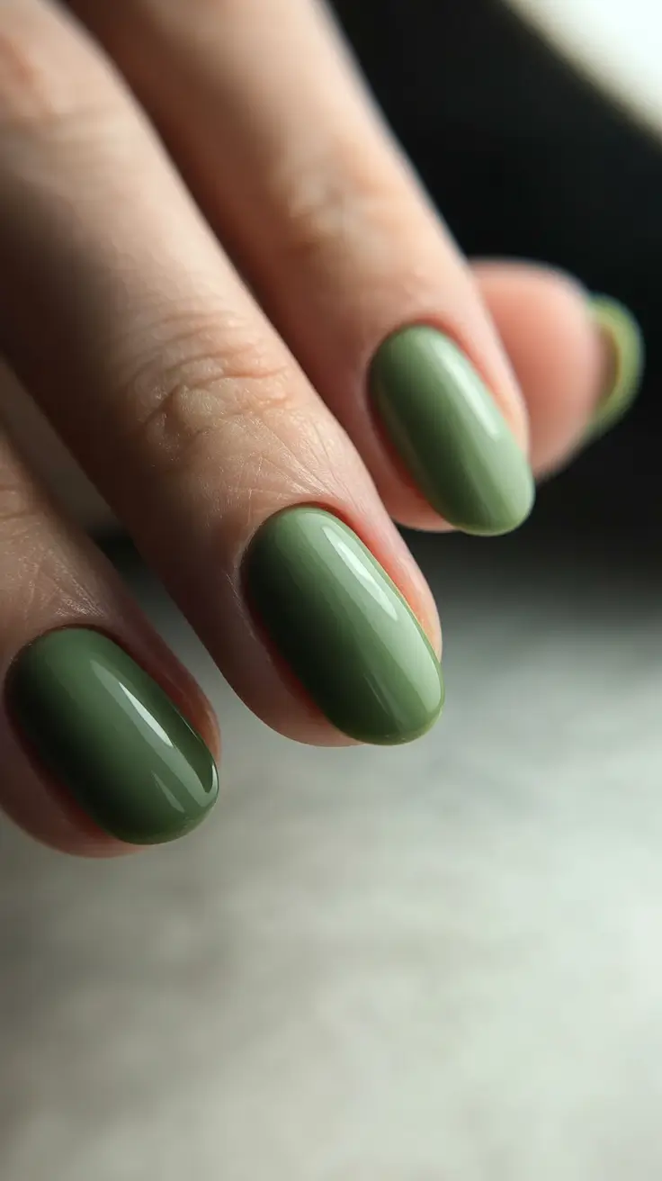 modern minimalist spring nails 2026 Muted Sage Almond Monochrome With Soft Natural Glow