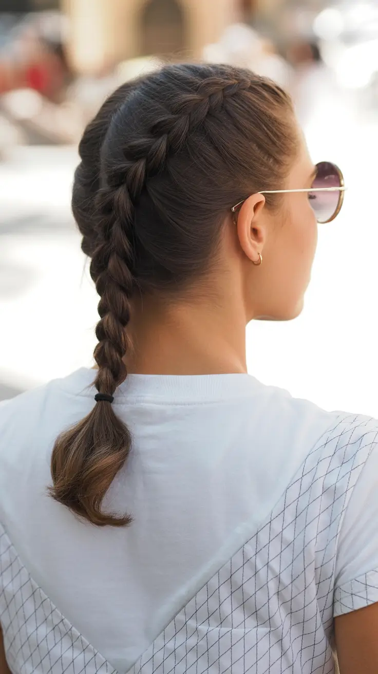 neutral spring braids hairstyle 2026 Sleek Single French Braid with Low Tail Finish