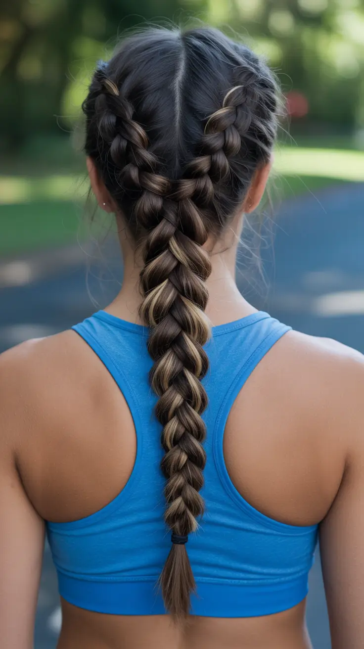 neutral spring braids hairstyle 2026 Sporty Double Dutch Braid into Unified Length