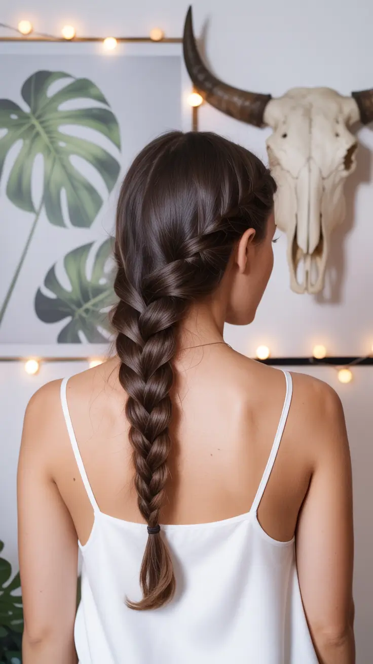 neutral spring braids hairstyle 2026 Classic Low French Braid with Natural Shine
