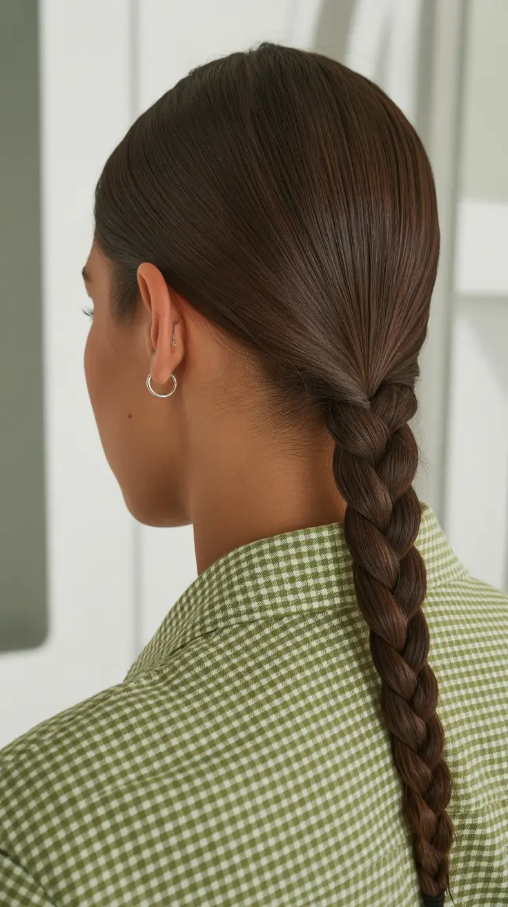 neutral spring braids hairstyle 2026 Sleek Low Braid with Glass Finish