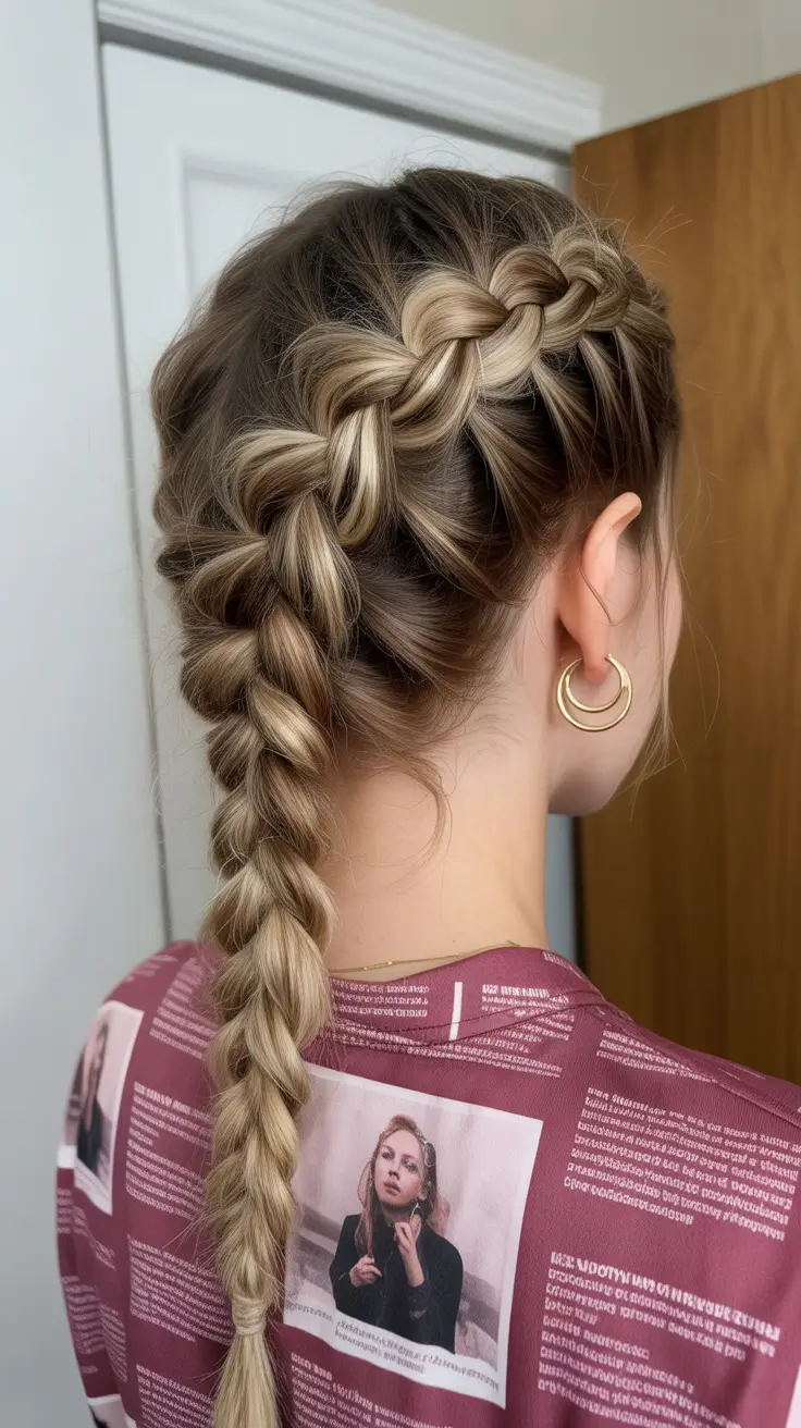 neutral spring braids hairstyle 2026 Dimensional Blonde Dutch Braid with Sculpted Crown