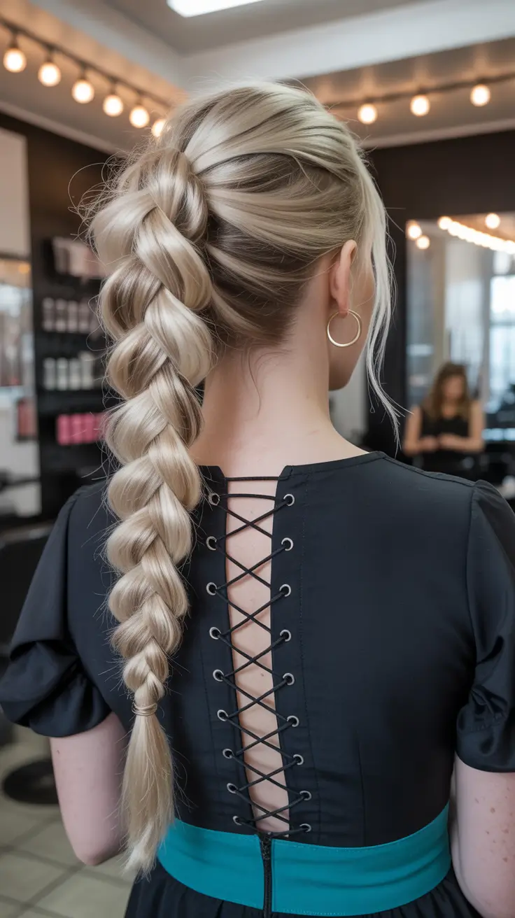 neutral spring braids hairstyle 2026 Voluminous Blonde Statement Braid