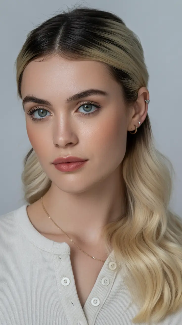 neutral spring wedding hairstyle for 2026 Sleek Neutral Waves for Minimalist Bridal Beauty