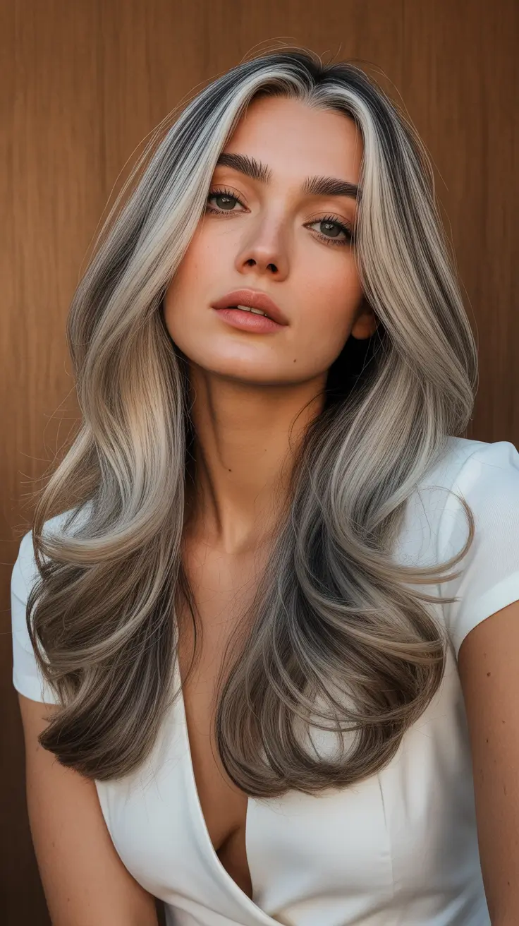 new spring balayage hair color ideas 2026 Cool Sandstone Balayage with Silky Volume Layers