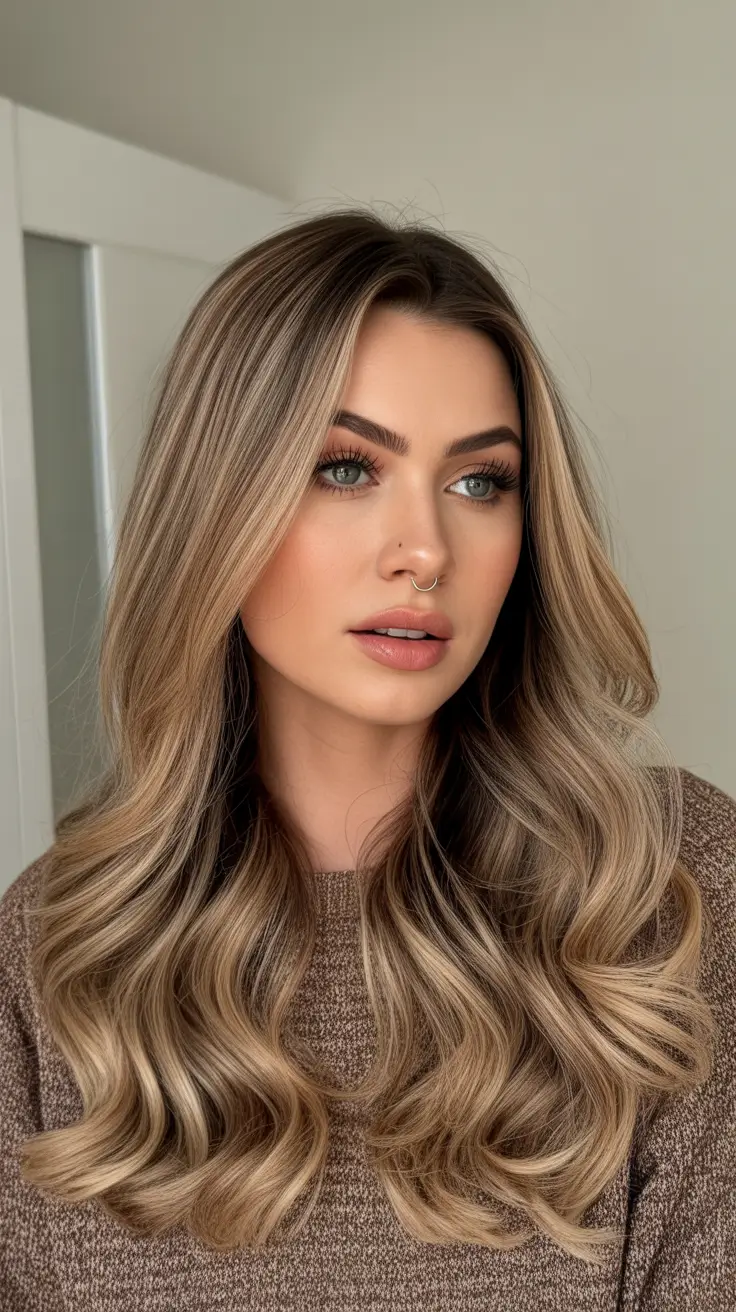 new spring balayage hair color ideas 2026 Soft Beige Blonde Balayage with Romantic Volume Lengths