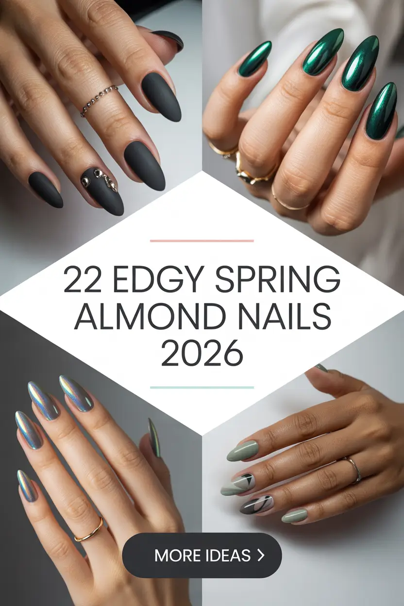 Edgy Spring Almond Nails 2026: Trendy Designs, Pastel Colors & Cute Nail Ideas