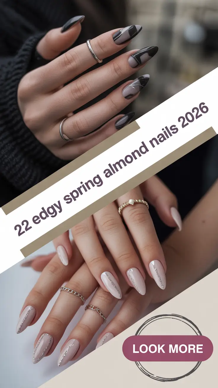 Edgy Spring Almond Nails 2026: Trendy Designs, Pastel Colors & Cute Nail Ideas
