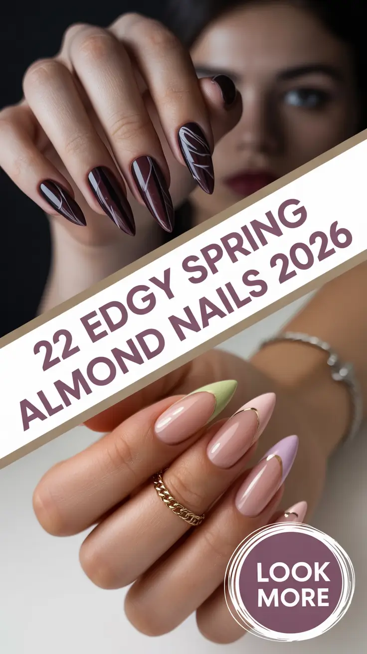Edgy Spring Almond Nails 2026: Trendy Designs, Pastel Colors & Cute Nail Ideas