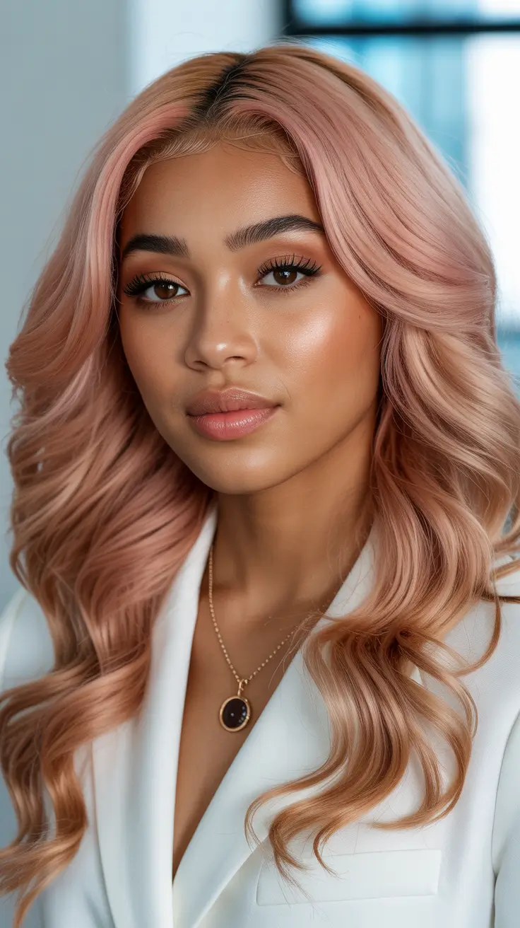popular spring hairstyles for black women 2026 Rose Gold Waves
