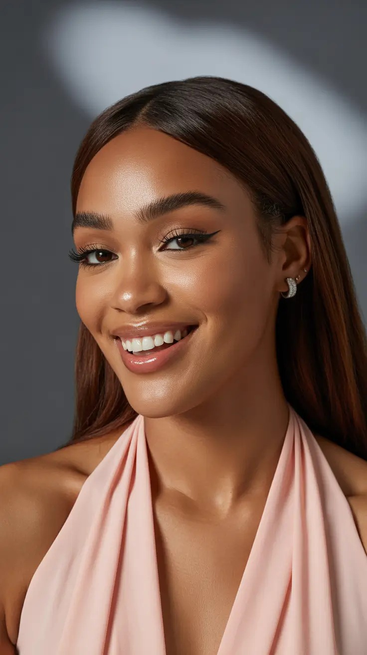 popular spring hairstyles for black women 2026 Sleek Center-Part Straight Style