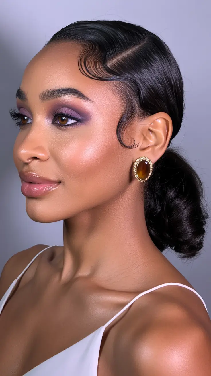 popular spring hairstyles for black women 2026 Sleek Low Bun with Sculpted Edges