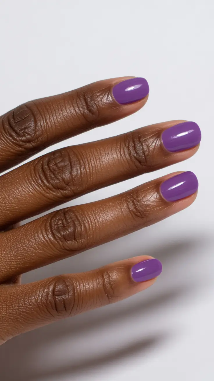 premium spring nails for dark skin 2026 Lavender Short Nails with Effortless Charm