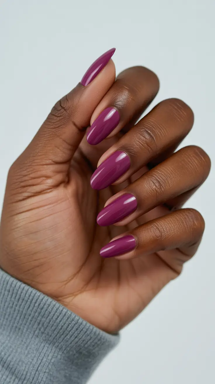 premium spring nails for dark skin 2026 Magenta Almond Nails with Playful Energy
