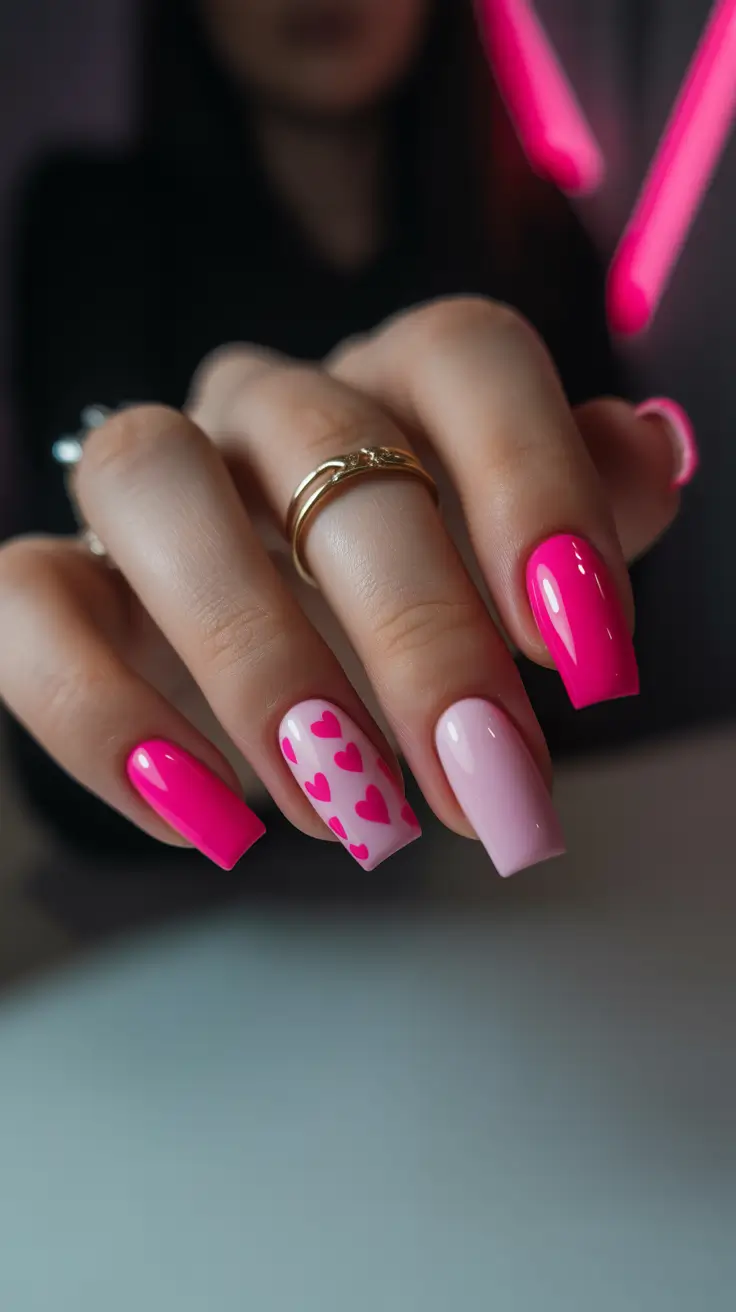 pretty pink spring nails 2026 Playful Pink Hearts Nail Art Statement