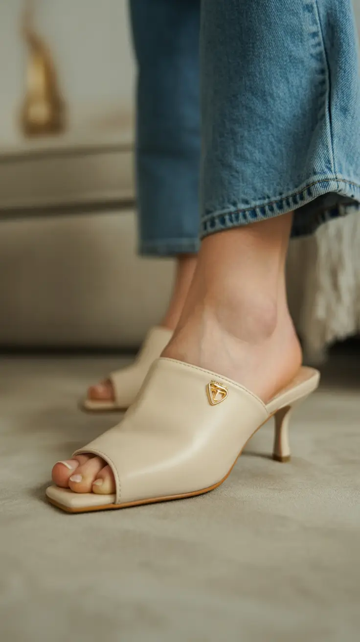 summer flip-flops for women 2026 Polished Slip On Heel Sandals