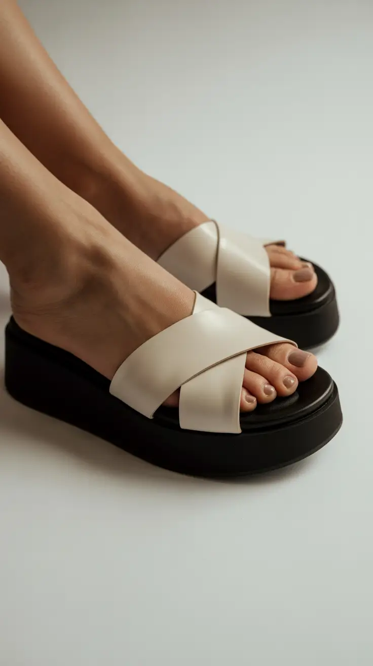 summer flip-flops for women 2026 Platform Cross Strap Slides