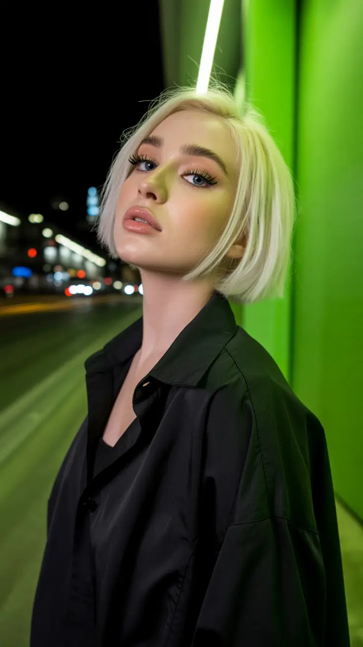 summer hair color for blondes 2026 warm tones Short Platinum-Honey Crop with Urban Night Edge