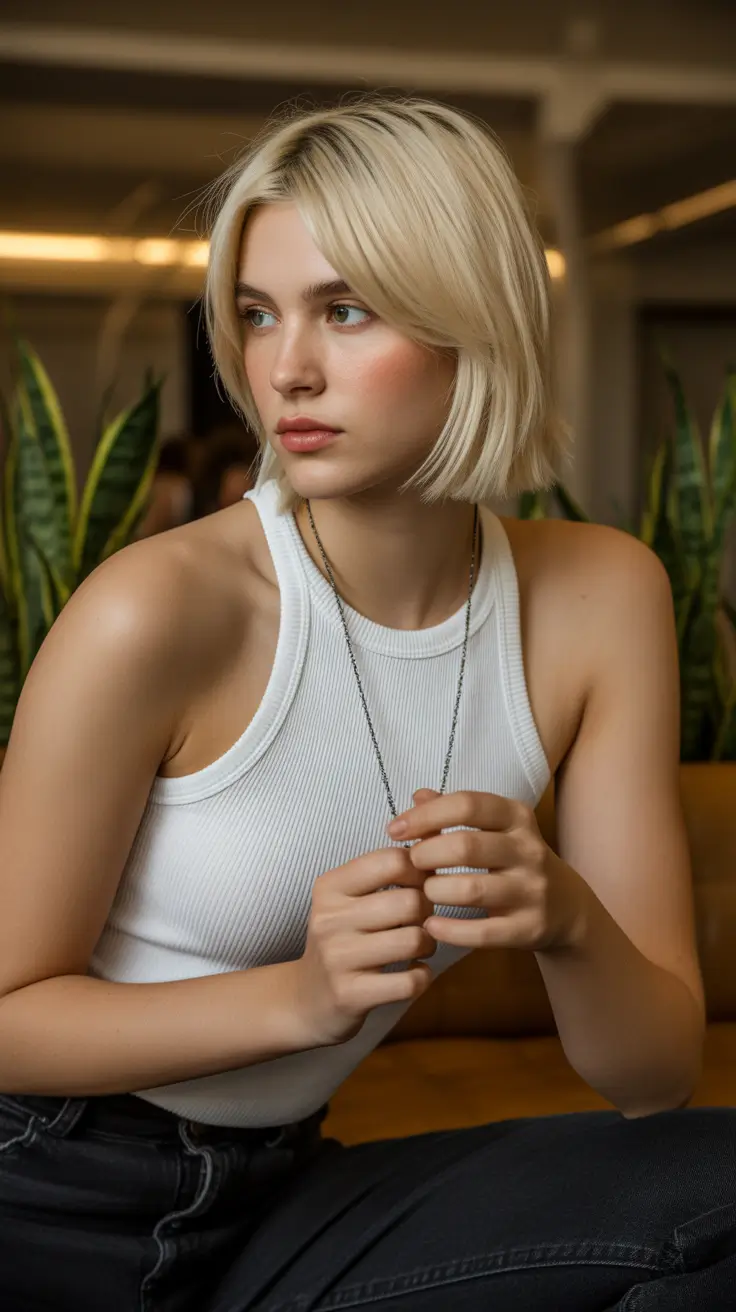 summer hair color for blondes 2026 warm tones Soft Butter Blonde French Bob with Minimal Warm Dimension
