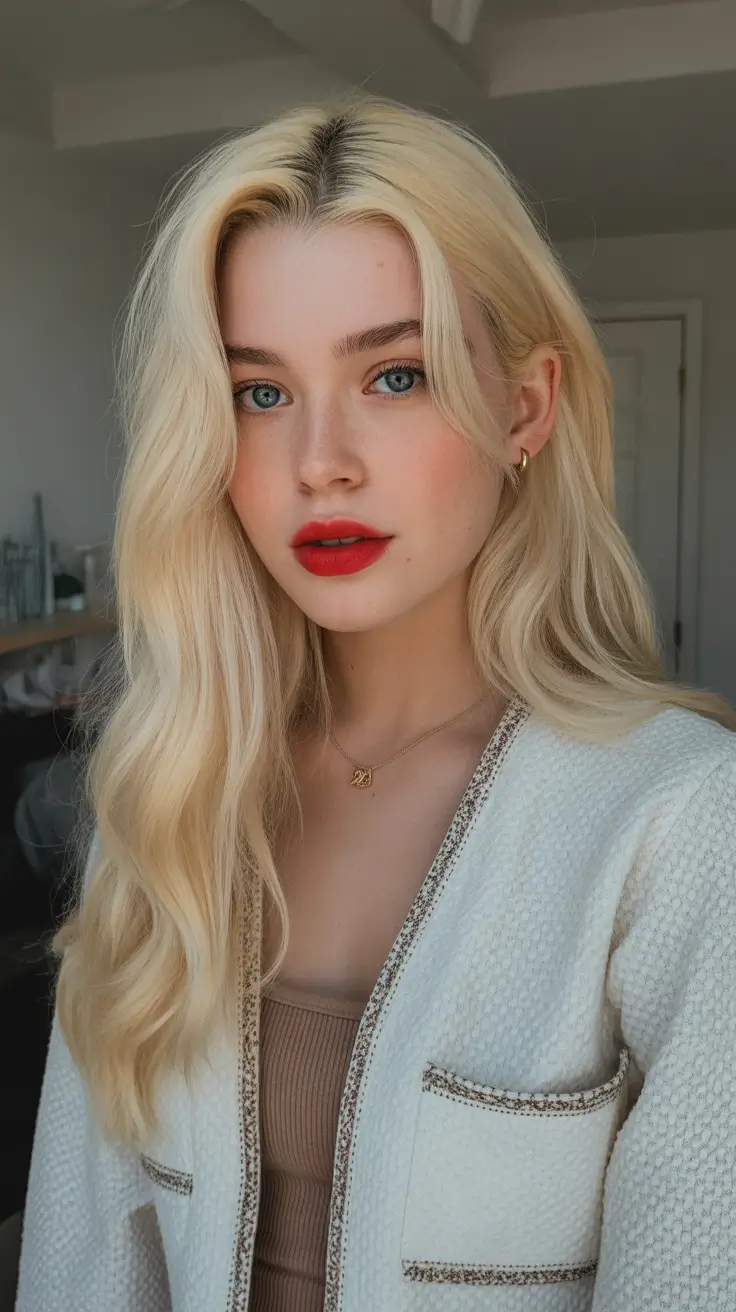 summer hair color for blondes 2026 warm tones Soft Strawberry Cream Waves with Bright Summer Glow