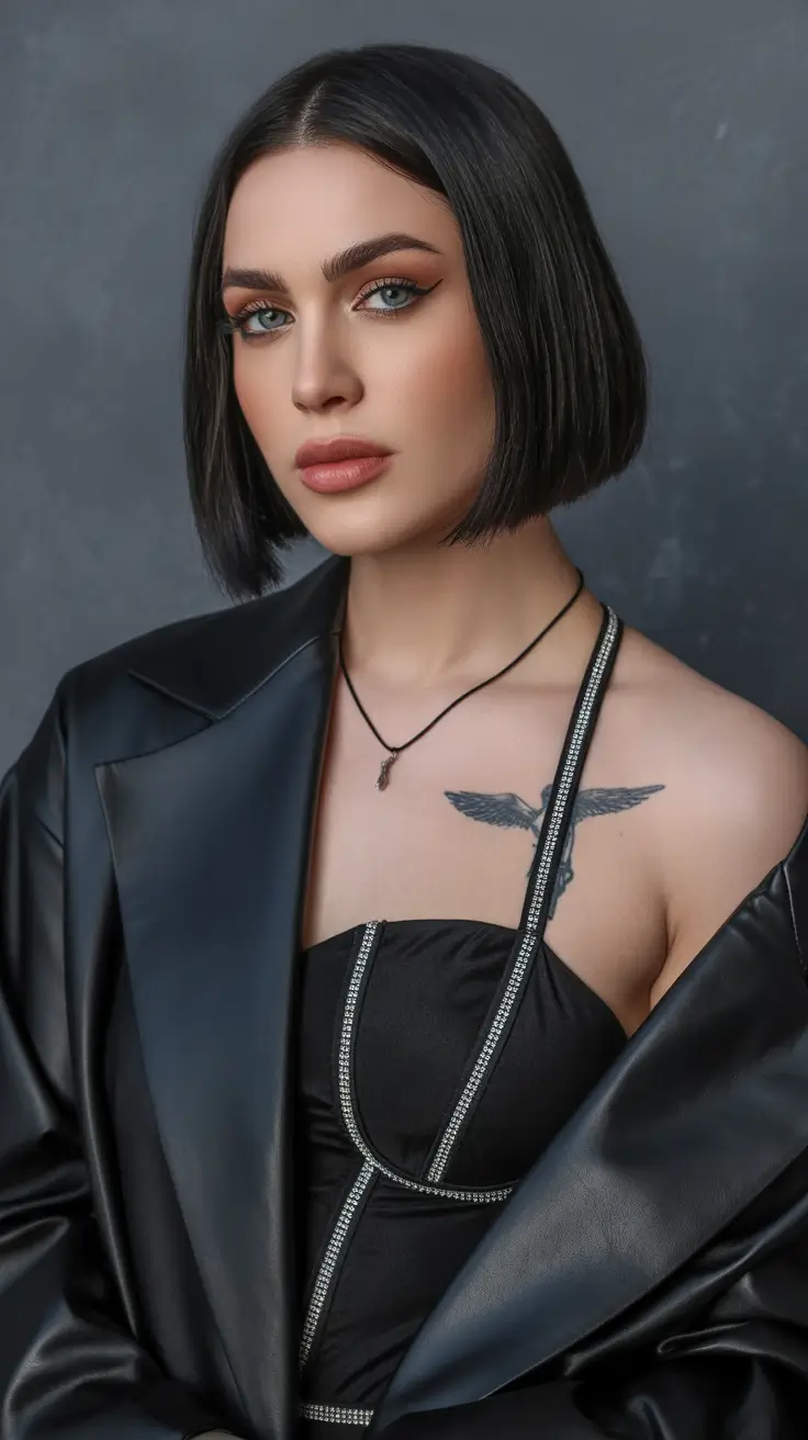 summer hair color ideas 2026 low maintenance Glossy Espresso Blunt Bob