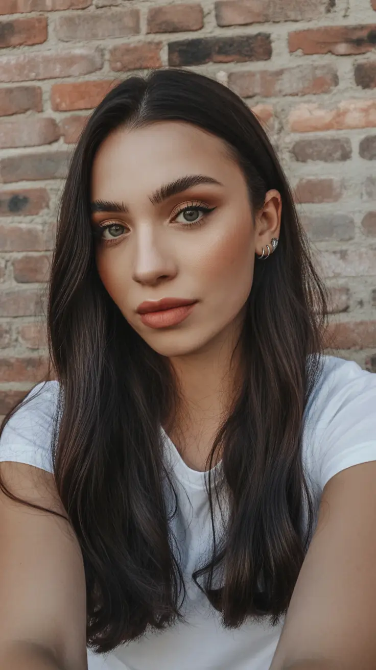 summer hair color ideas for brunettes 2026 rich tones Natural Deep Brunette Flow with Effortless Summer Softness