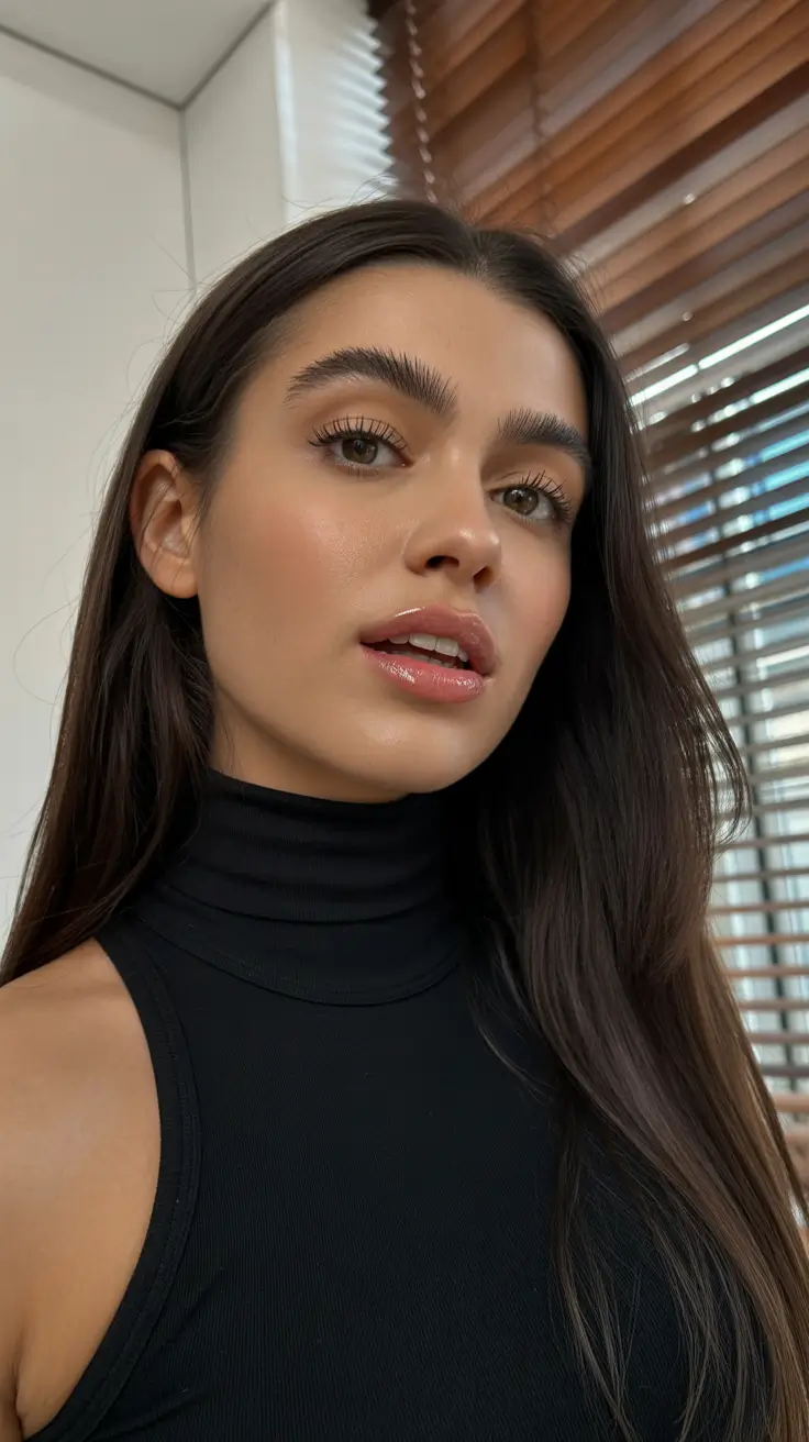 summer hair color ideas for brunettes 2026 rich tones Glossed Chocolate Flow with Soft Editorial Light