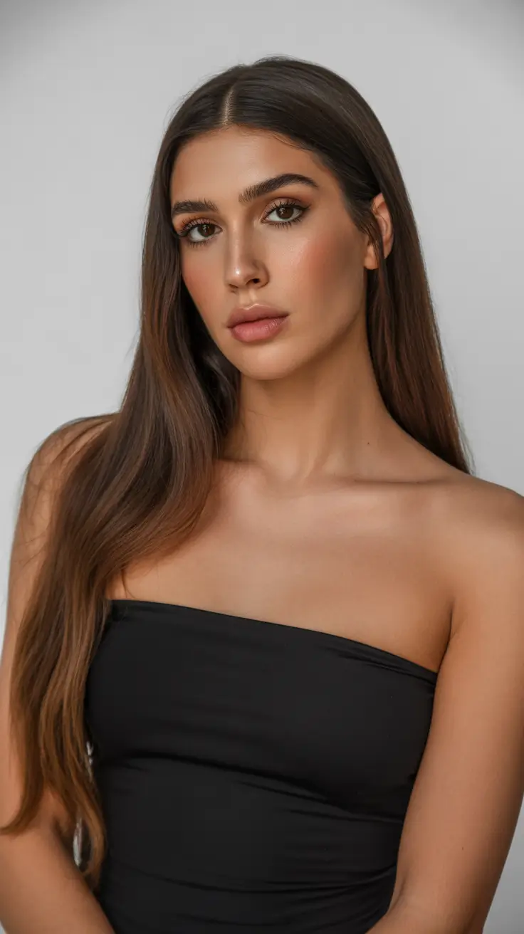 summer hair color ideas for brunettes 2026 rich tones Sleek Cocoa Satin with Minimalist Summer Depth