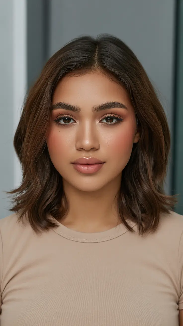 summer hair color ideas for brunettes 2026 rich tones Layered Brunette Lob with Playful Dimensional Trends