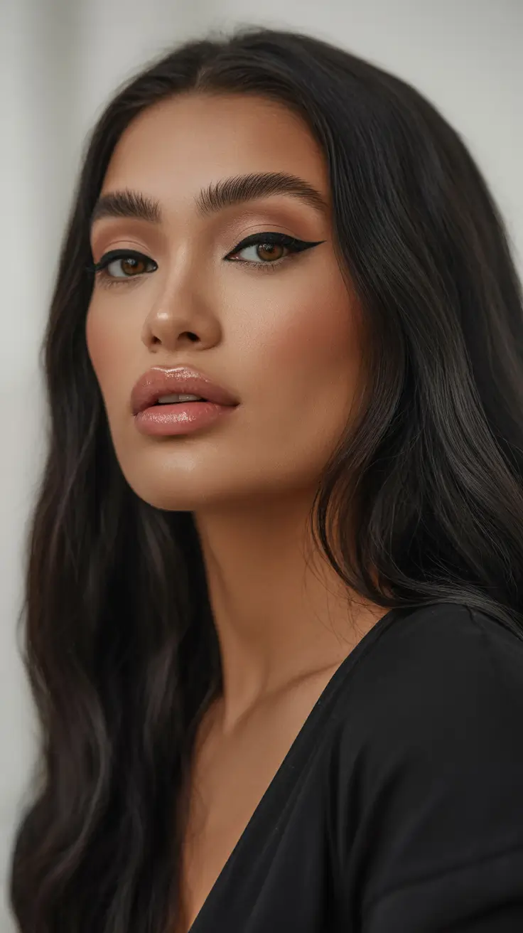 summer hair color ideas for brunettes 2026 rich tones Deep Raven Brunette with Ultra Glossy Editorial Finish