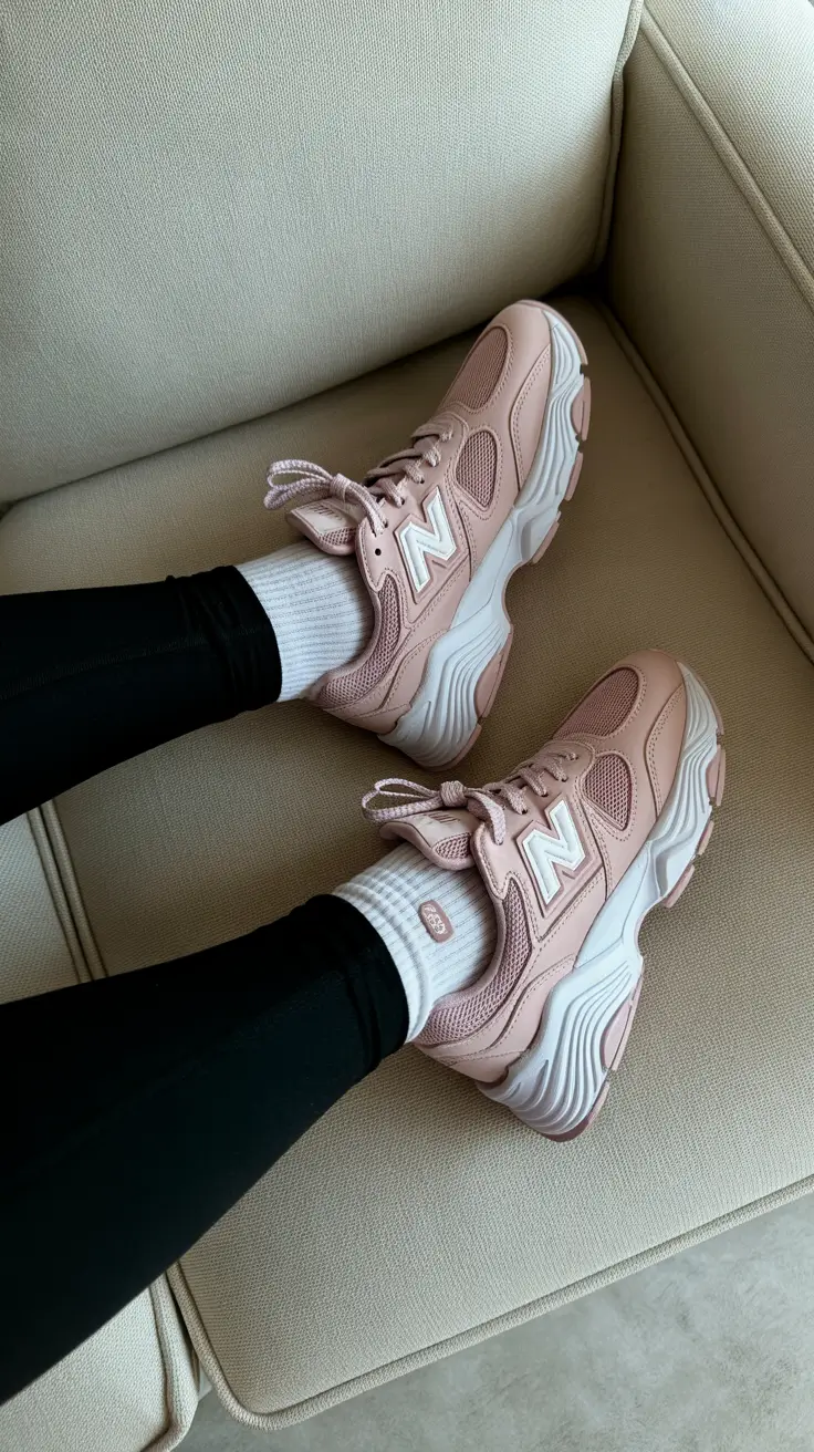 summer outfits with sneakers for women 2026 Pink dad sneakers street style