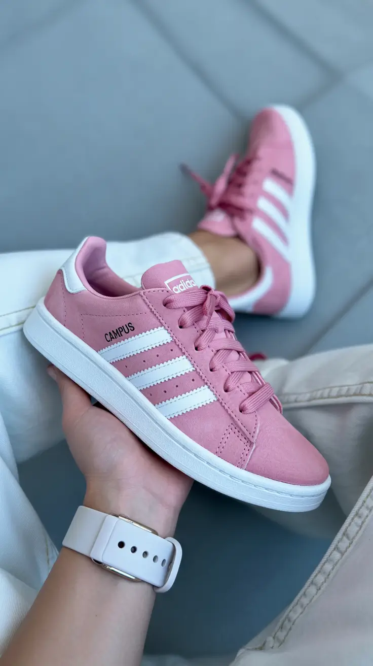 summer outfits with sneakers for women 2026 Pink sneakers casual feminine style