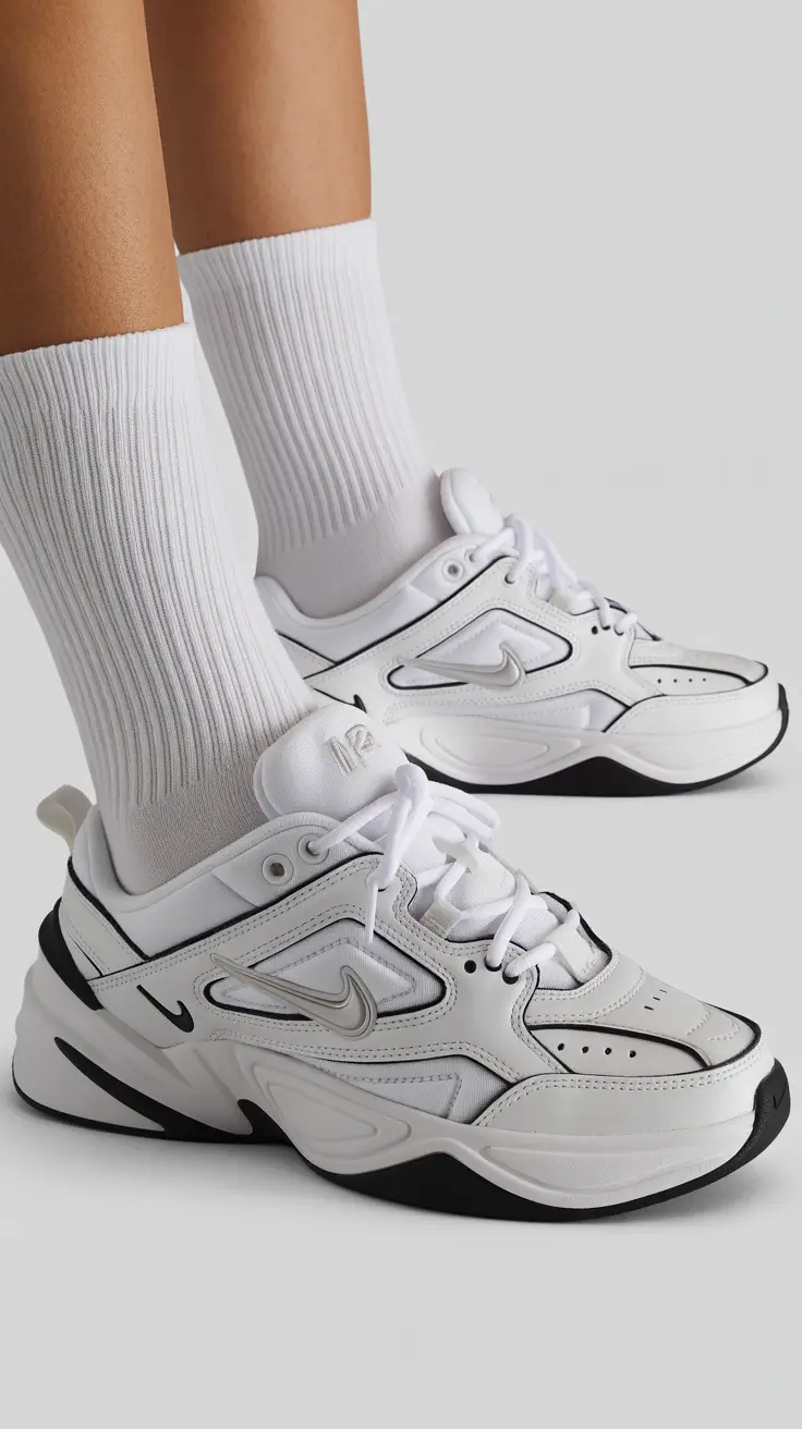 summer outfits with sneakers for women 2026 White chunky sneakers dad style