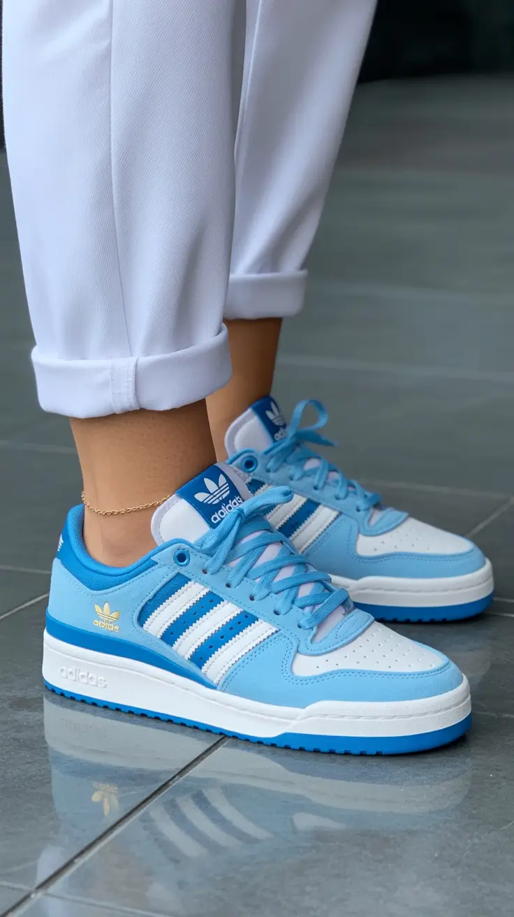 summer outfits with sneakers for women 2026 Fresh Light Blue Sneakers with Crisp Summer Tailoring
