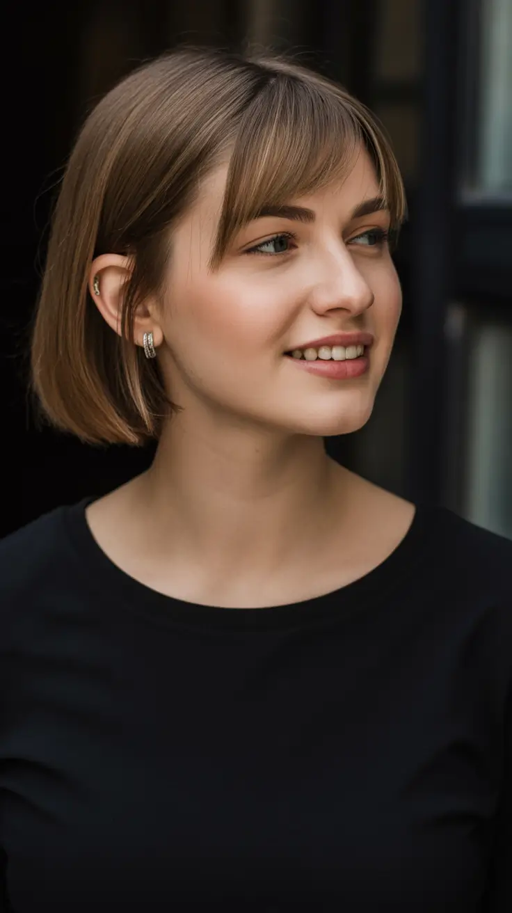 summer short haircut ideas 2026 Soft French Bob with Whisper Bangs