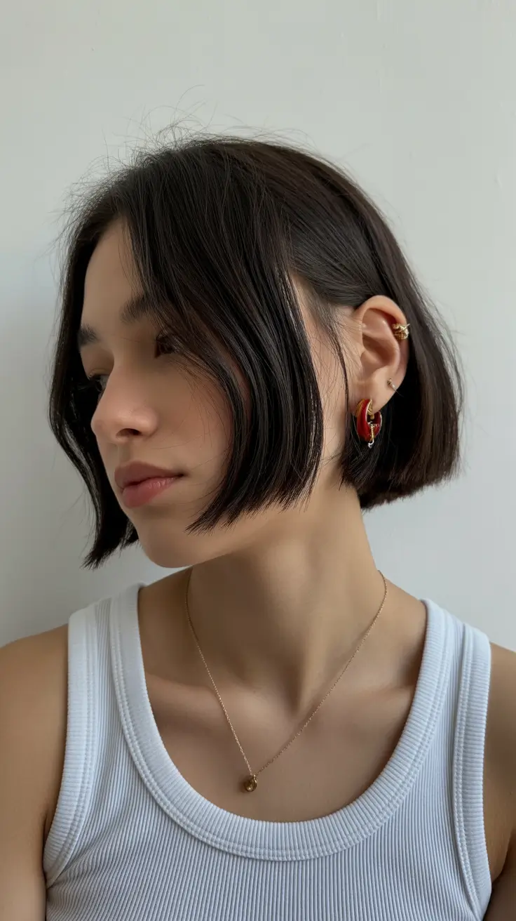 summer short haircut ideas 2026 Soft Angled Bob with Face-Framing Pieces