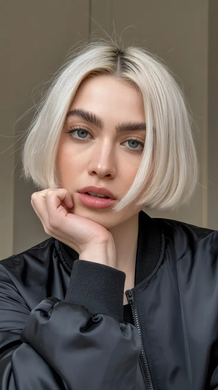summer short haircut ideas 2026 Cool-Toned Blonde Blunt Bob with Soft Volume
