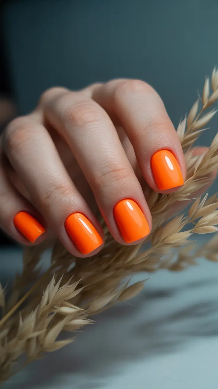 summer short nail inspo 2026 Neon Orange That Brings Instant Heat