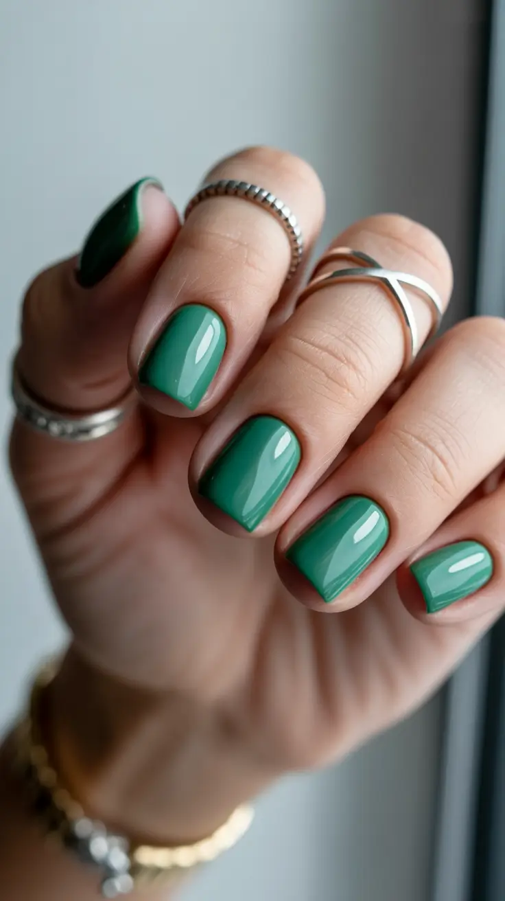 summer short nail inspo 2026 Glossy Emerald Green That Feels Quietly Expensive