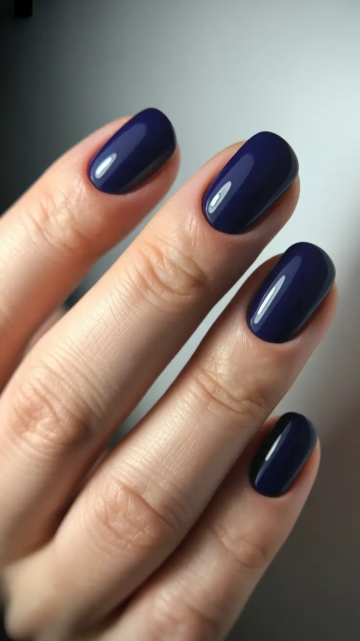 summer short nail inspo 2026 Deep Midnight Blue for Soft Summer Evenings