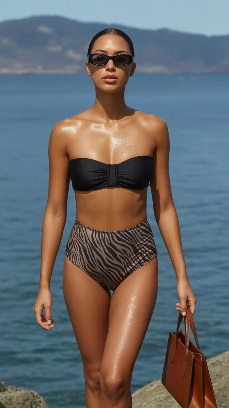 summer swimwear for women 2026 Modern Safari High-Waist Confidence Meets Minimal Chic