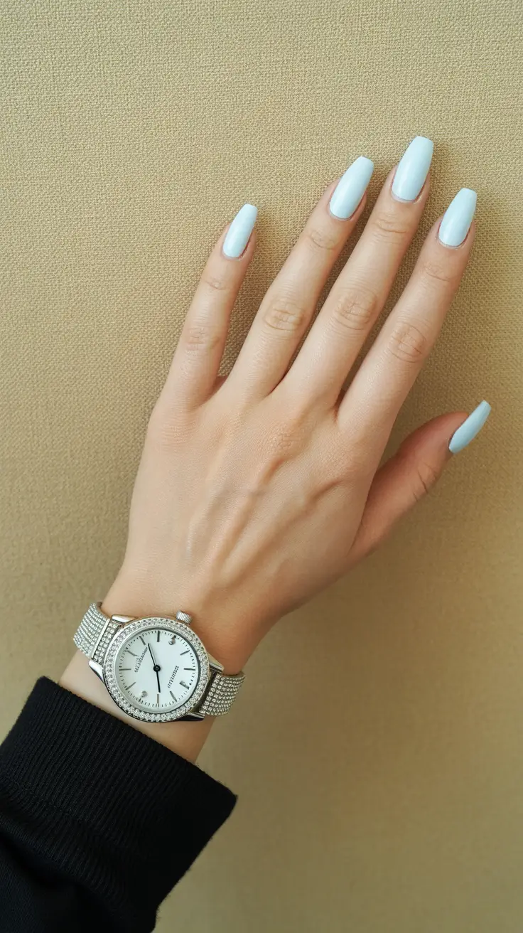 vintage spring gel nails fashion 2026 Soft Powder Blue Vintage Gel Nails for a Minimal Spring Mood