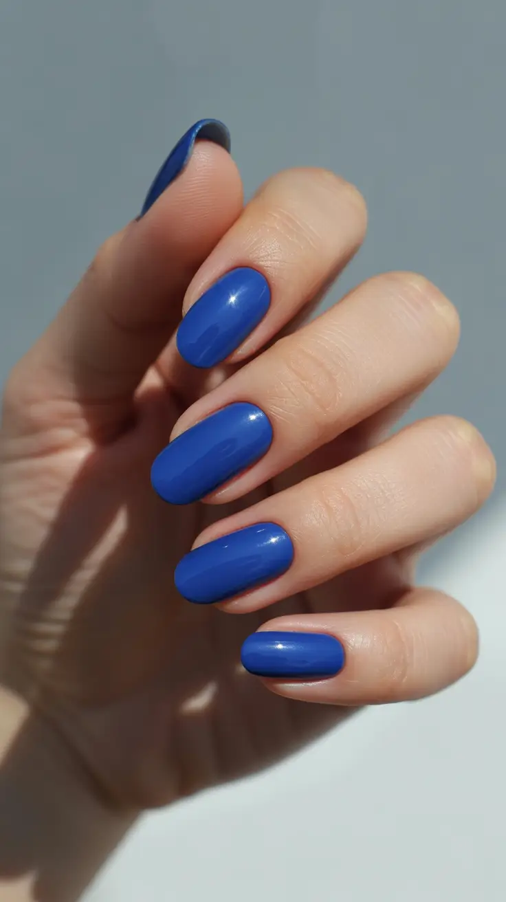 vintage spring gel nails fashion 2026 Classic Royal Blue Short Nails for a Timeless Spring Statement