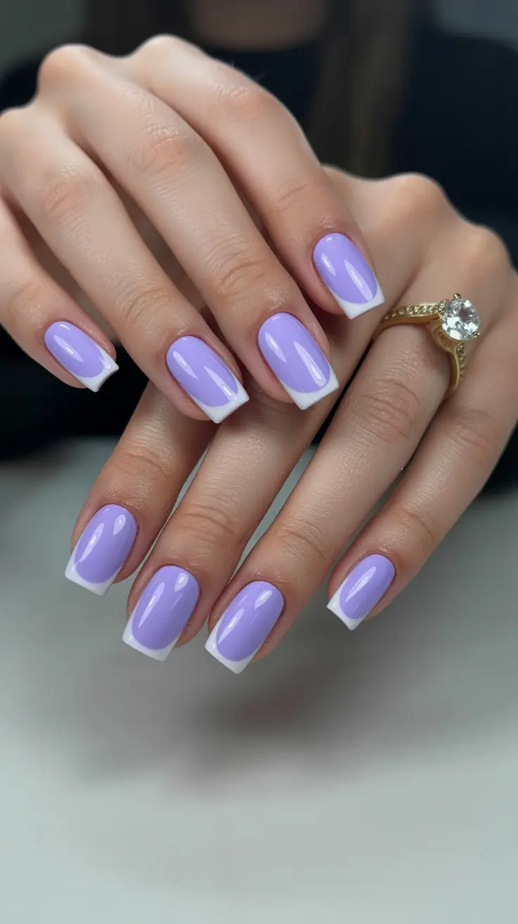 vintage spring gel nails fashion 2026 Lavender French Square Nails That Feel Soft and Vintage for Spring