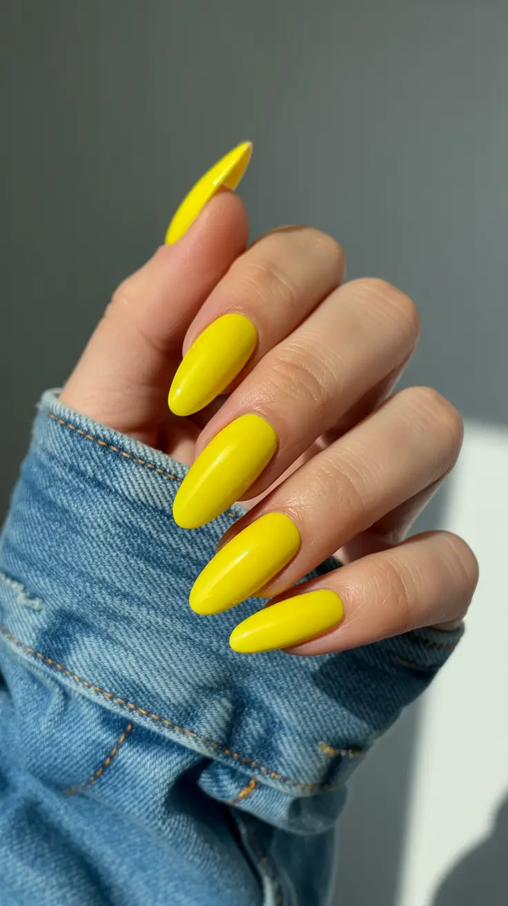 vintage spring gel nails fashion 2026 Bright Lemon Almond Nails That Capture the Joy of Spring